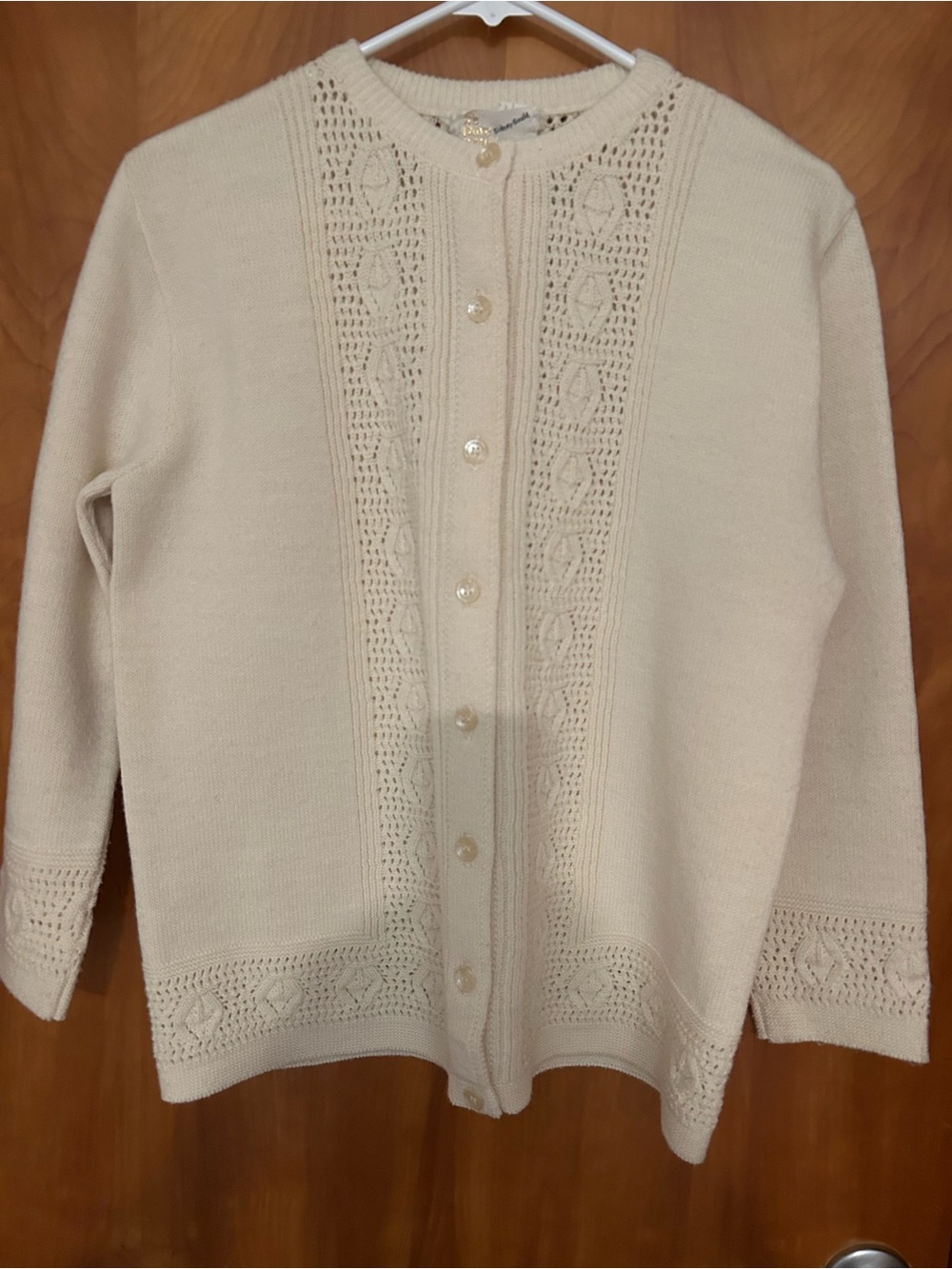 Vintage Cream Knit Button-Front Sweater Cardigan